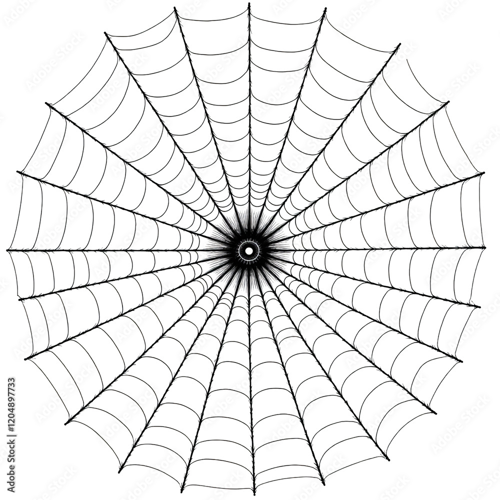 Fototapeta premium Black spiderweb radial design with transparent background