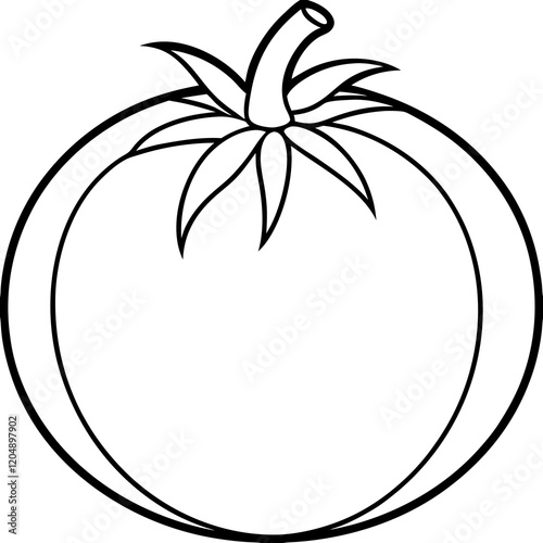 Clean Tomato Vector Line Drawing