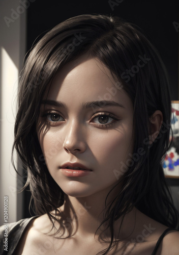 Closeup of an exhausted woman's face with sunlight across it and a thousand yard stare