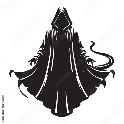 The Cloak of Levitation Silhouette Vector Illustration, Solid White Background.