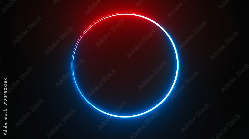 Glowing Red And Blue Neon Circle Abstract Design Glowing Red And Blue Neon Circle Abstract Design