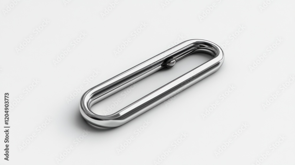 Silver oval keychain on white background, studio shot, minimalist design Silver oval keychain on white background, studio shot, minimalist design