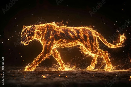 Fiery Big Cat Abstract Artwork photo