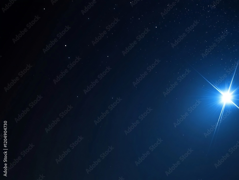 Fototapeta premium Bright Star Gleams Dark Blue Night Sky. AI Generated