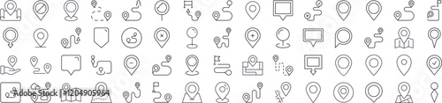 Map Pin Line Icon Collection. Minimalistic Linear Pictogram for Web and Graphic Design, Apps, Banners, Social Network and Cards