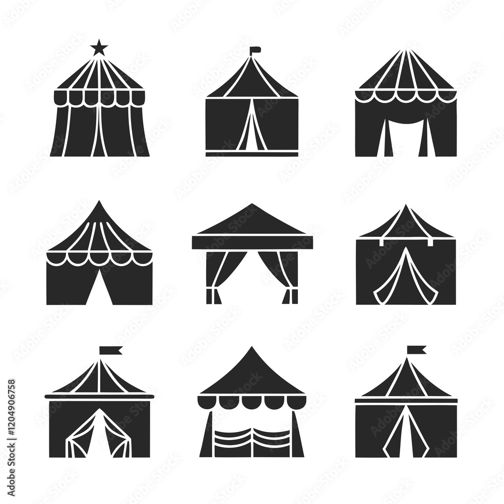 Fototapeta premium Tent Icons Bundle Vecto art illustration.