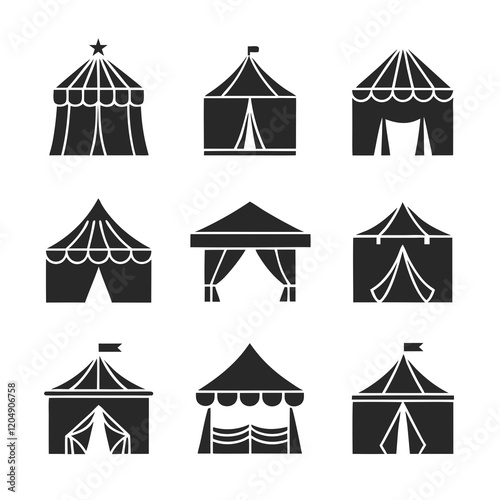 Tent Icons Bundle Vecto art illustration.
