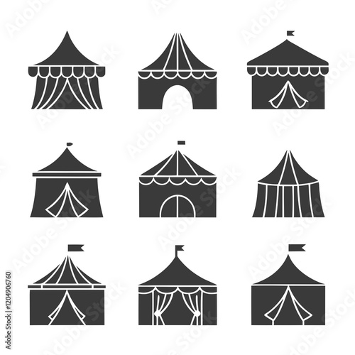 Tent Icons Bundle Vecto art illustration.