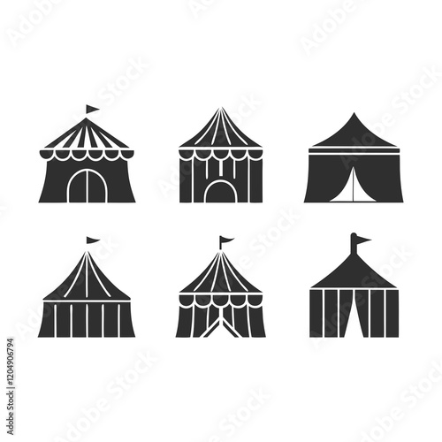 Tent Icons Bundle Vecto art illustration.