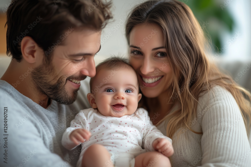 Happy Parents Smiling with a Miracle Baby, Joy of Parenthood, IVF Success, and Family Bonding in a Heartwarming Family Portrait Happy Parents Smiling with a Miracle Baby, Joy of Parenthood, IVF Success, and Family Bonding in a Heartwarming Family Portrait