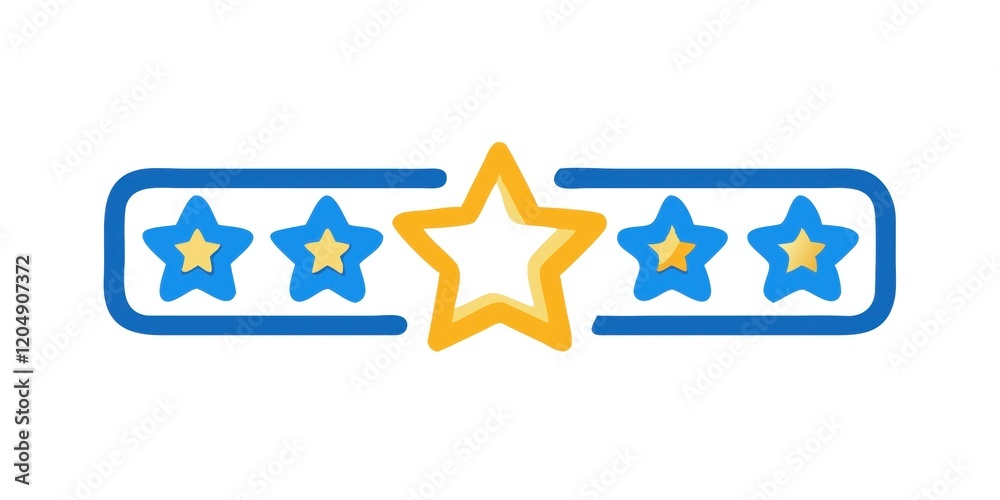 A colorful star rating graphic featuring four blue stars and one yellow star, symbolizing evaluation and feedback. A colorful star rating graphic featuring four blue stars and one yellow star, symbolizing evaluation and feedback.