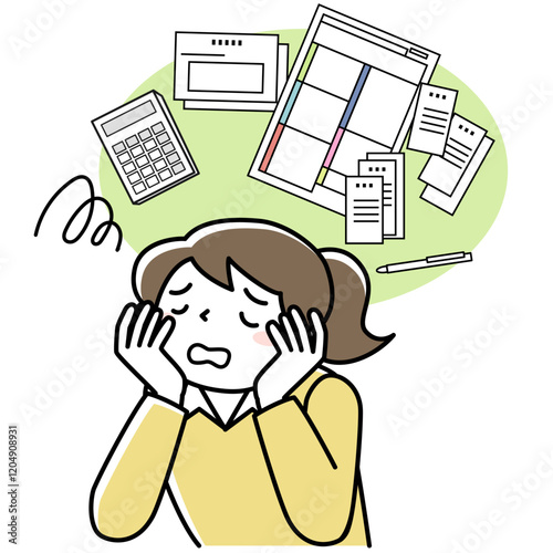 確定申告で悩む女性の上半身