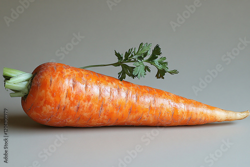 Single Orange Carrot with Green Parsley Garnish