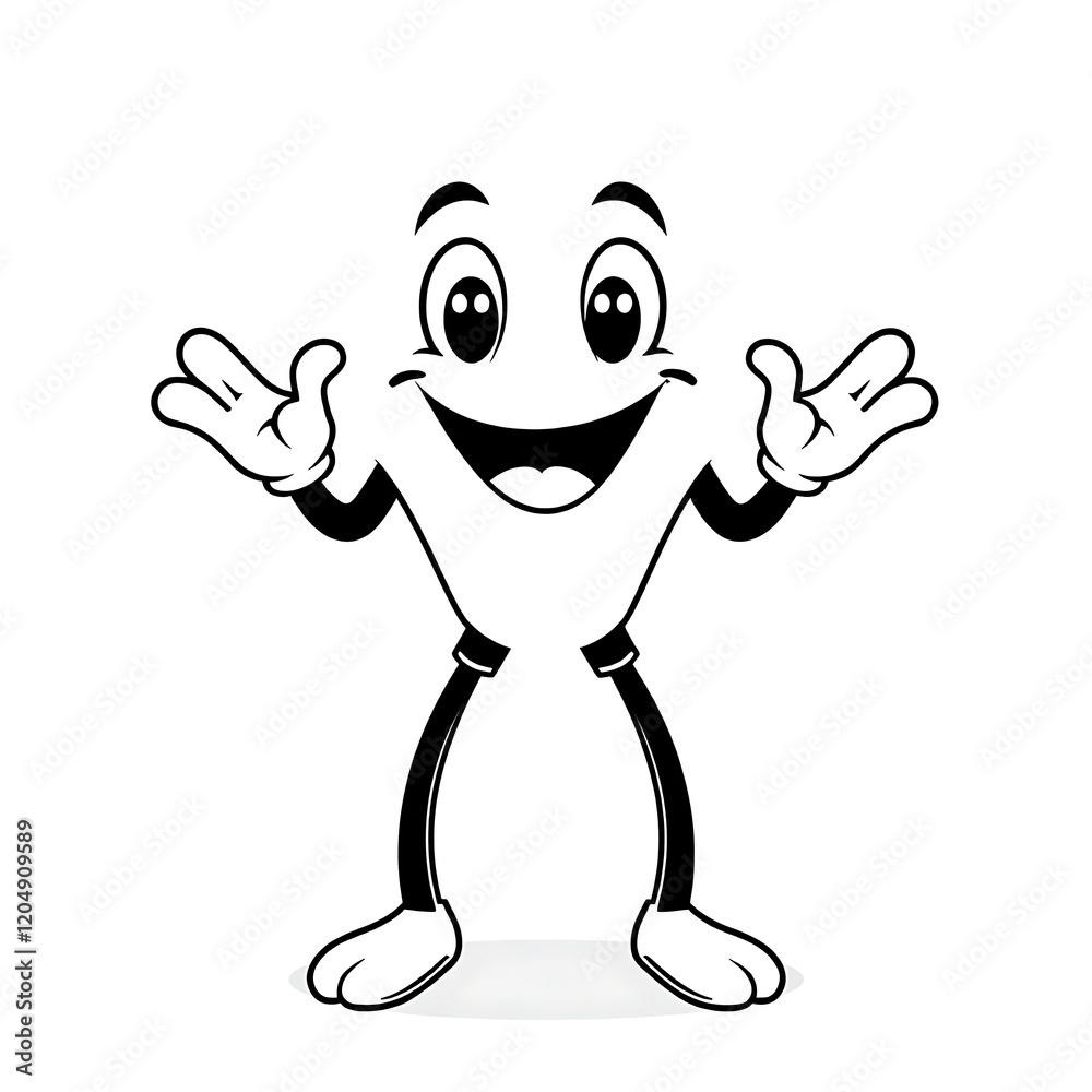 Happy cartoon character with welcoming gesture. Happy cartoon character with welcoming gesture.