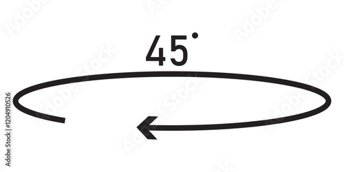 Angle 45 to 360 degrees icon. geometric mathematical angle radian of 45, 90, 180, 360 degree rotation arrow symbol set. angle turn rotation or swivel degree vector line logo