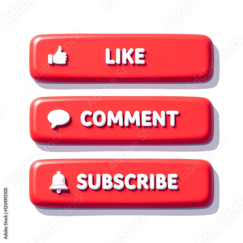 Like comment subscribe red buttons transparent background photo