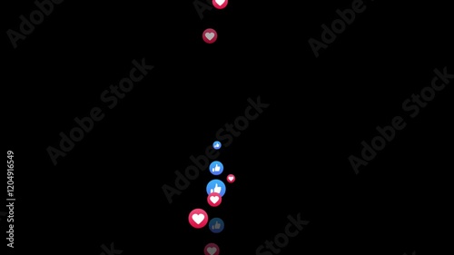 emoji social media Live streaming style animated icon explosion. social media emojis of hearts and like animation randomly flying upward.
Emoji social media element, Live streaming animated icon. 