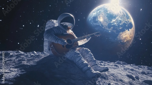Astronaut Serenading Earth: A Cosmic Guitar Ballad