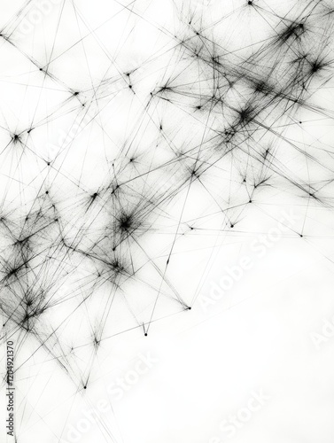 Abstract black and white design with interconnected lines and points creating a modern aesthetic in a minimalistic style. Generative AI