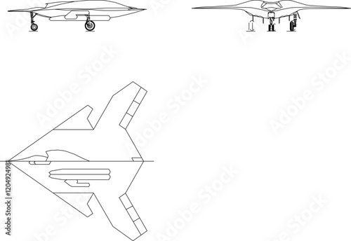 Vector illustration design image of stealth aircraft for air combat with modern full weapons