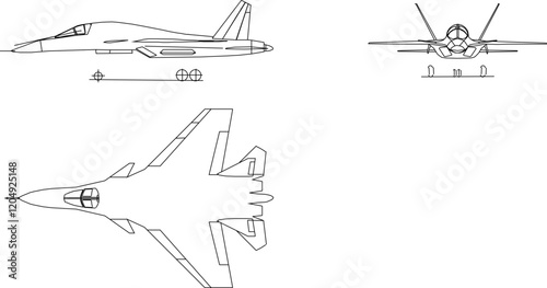 Vector illustration design image of stealth aircraft for air combat with modern full weapons photo