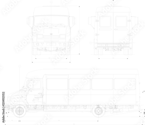 vector illustration design image of transportation bus vehicle with engine details