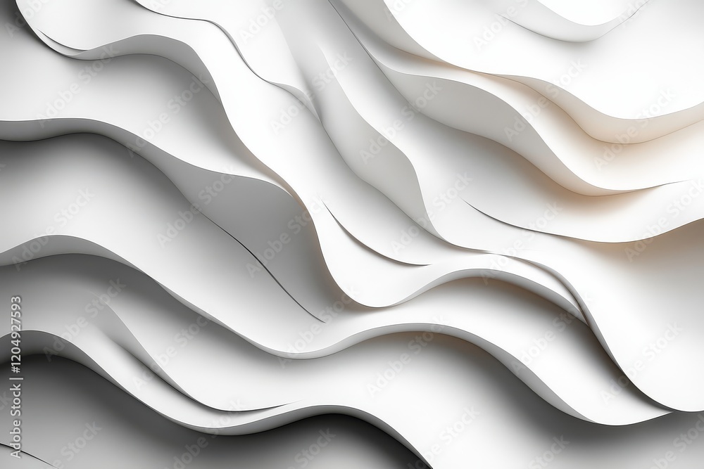 Obraz premium Wavy Paper Texture on White Background, Vector Illustration with Flat Design, High Resolution and High Contrast, White and Gray Color Scheme