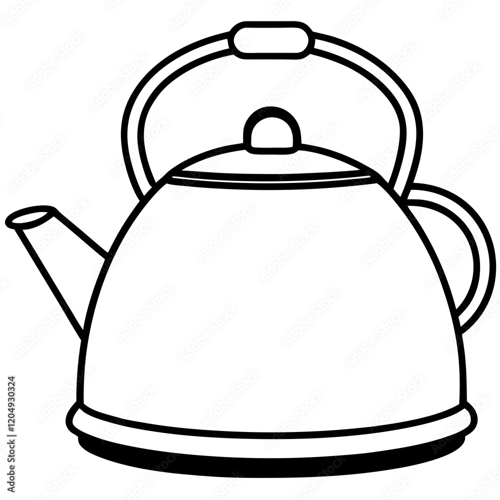 Simple Tea Kettle Outline in Vector Style Simple Tea Kettle Outline in Vector Style