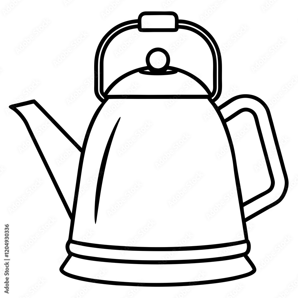 Simple Tea Kettle Outline in Vector Style Simple Tea Kettle Outline in Vector Style