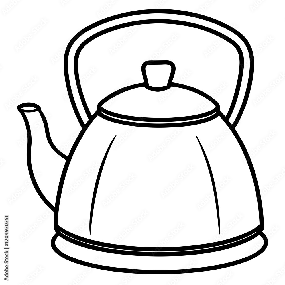 Simple Tea Kettle Outline in Vector Style Simple Tea Kettle Outline in Vector Style