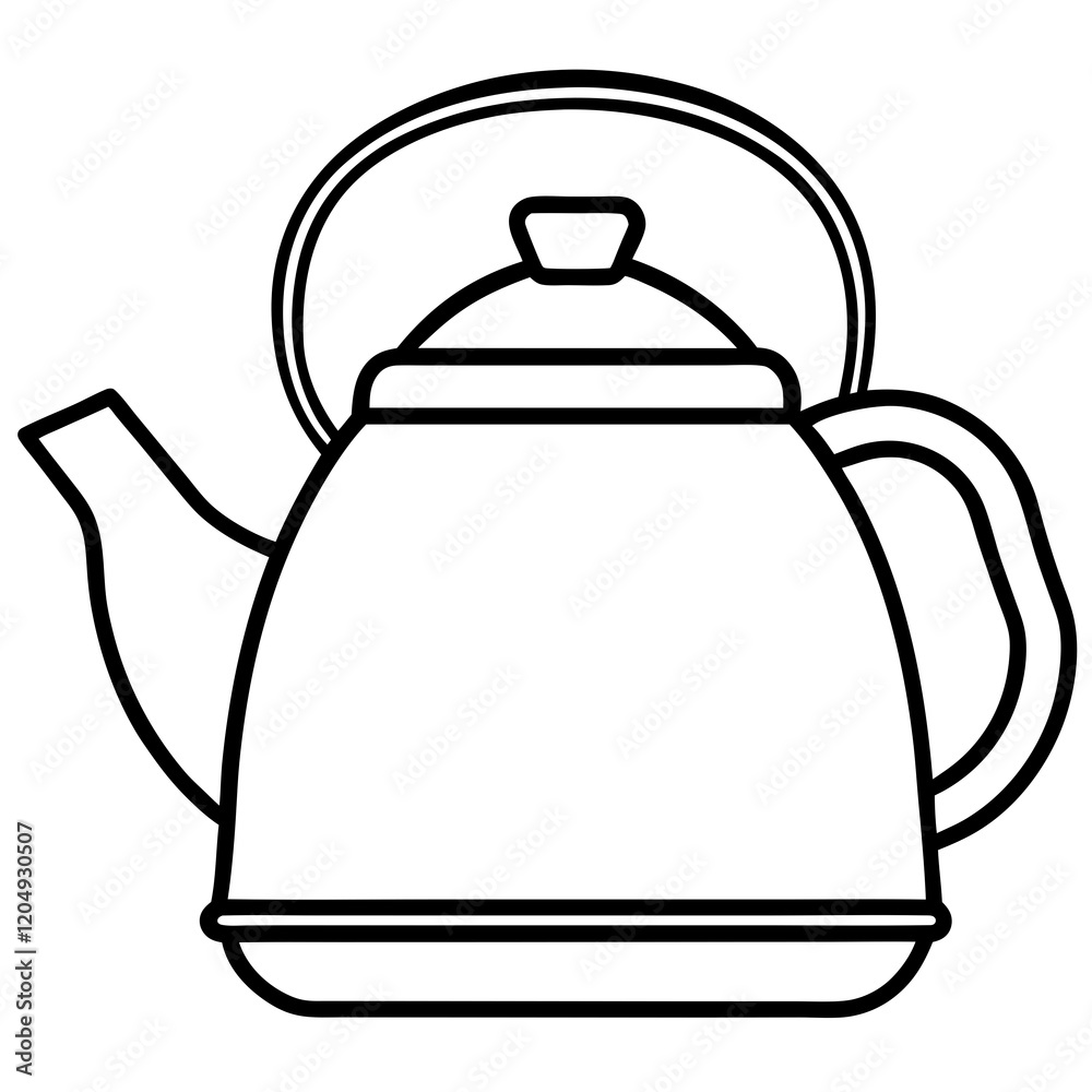 Simple Tea Kettle Outline in Vector Style Simple Tea Kettle Outline in Vector Style