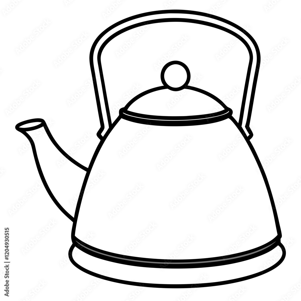 Simple Tea Kettle Outline in Vector Style Simple Tea Kettle Outline in Vector Style