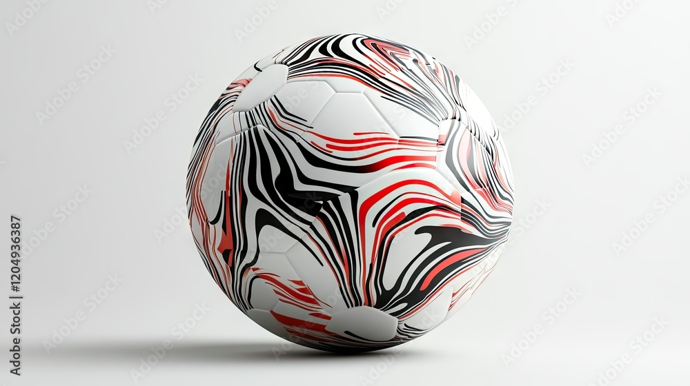 A dynamic soccer ball with aerodynamic grooves and futuristic patterns, isolated on a plain white surface. A dynamic soccer ball with aerodynamic grooves and futuristic patterns, isolated on a plain white surface.