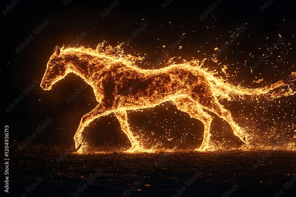 Fiery Horse Galloping at Night1 Fiery Horse Galloping at Night1