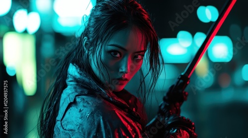 Beautiful asian woman killer, wallpaper, AI generated images