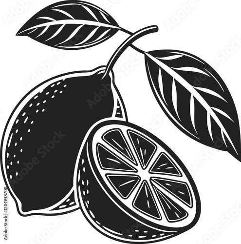 Lemon and Leaves Design: A Bright and Refreshing Vector Art