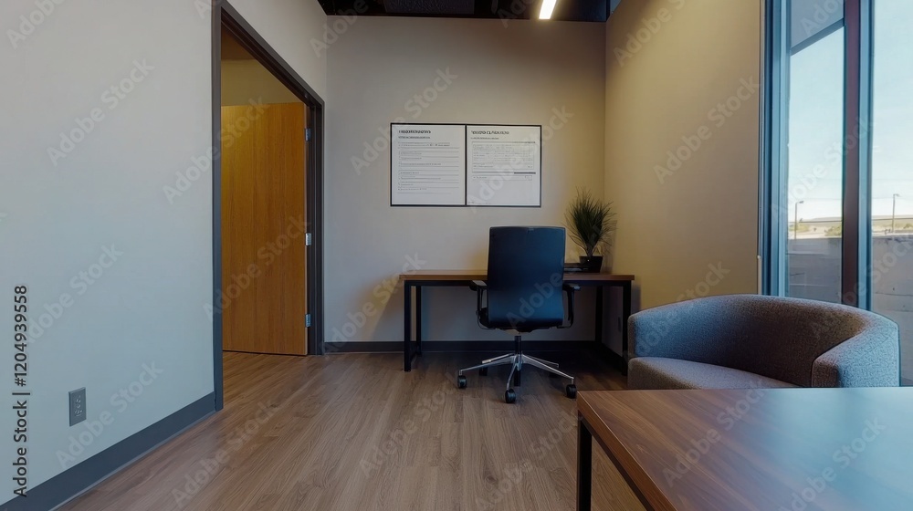 Fototapeta premium Bright Open Office Space with Strategic Vision and Modern Design for Productivity