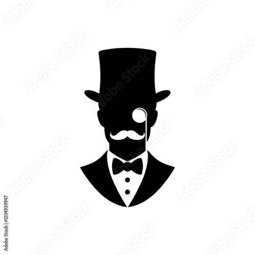 tuxedo man top hat mustache monocle silhouette	
vector