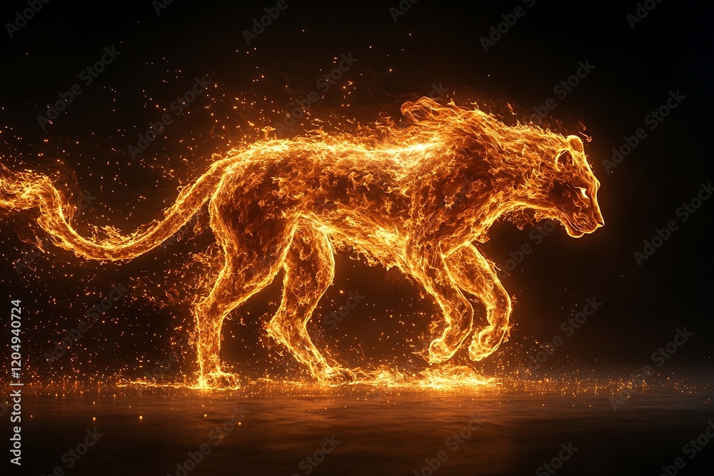 Fiery Predator Running Artwork Fiery Predator Running Artwork