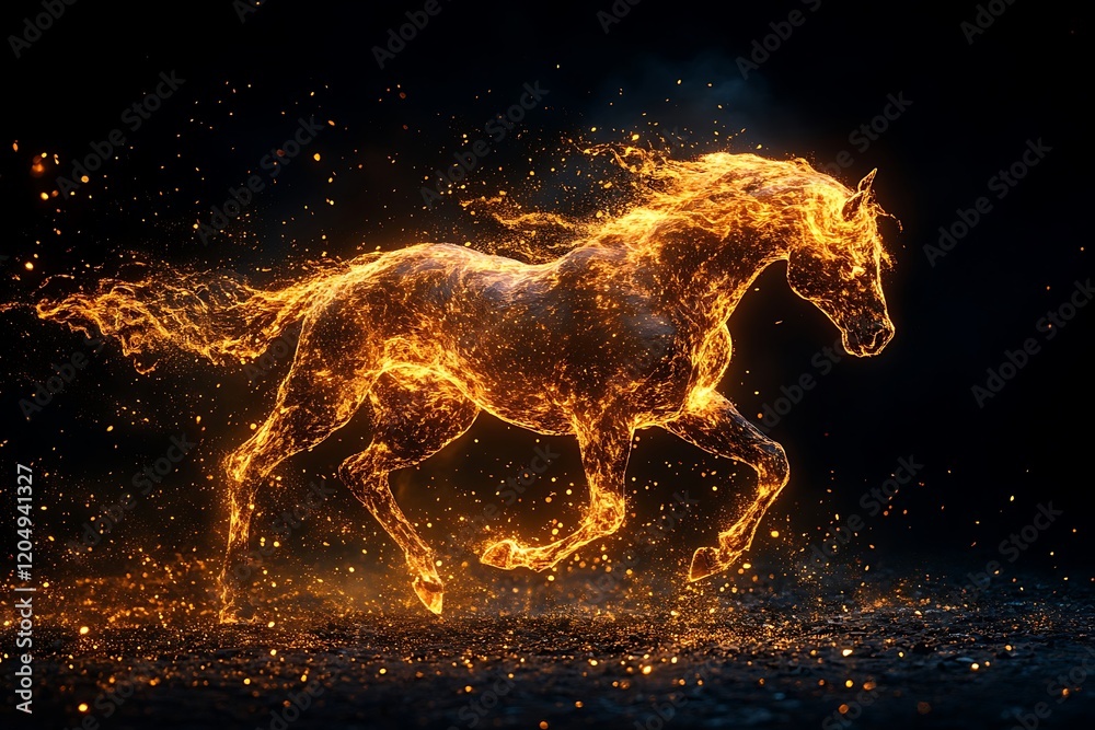 Fiery Stallion Galloping Abstract Graphic Fiery Stallion Galloping Abstract Graphic