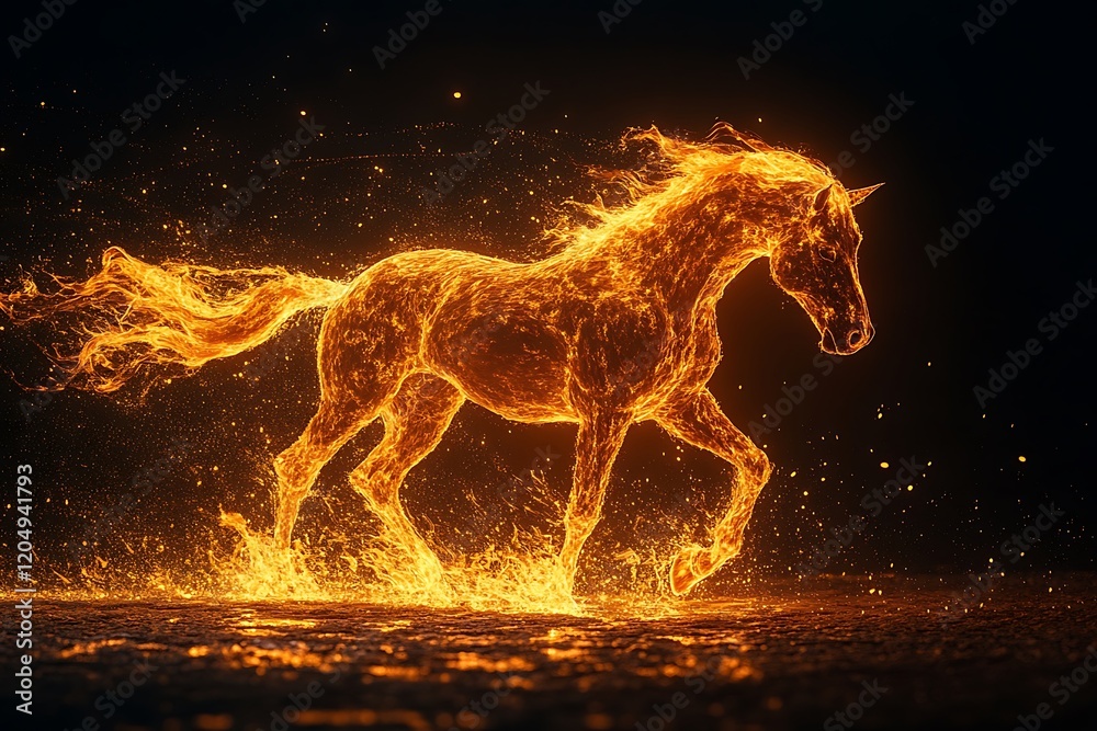 Fiery Stallion Running Dynamically Fiery Stallion Running Dynamically
