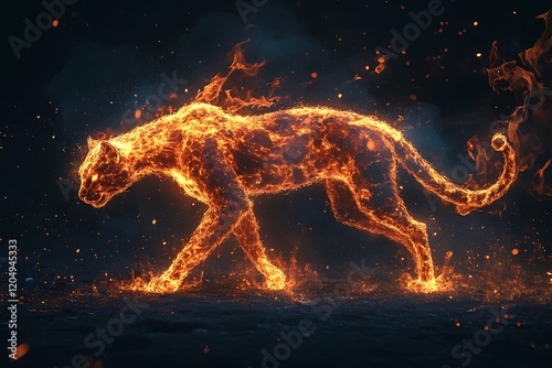 Fiery Wildcat Digital Art Design photo