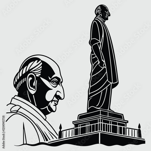 Statue of Unity silhouette vector design art and illustration