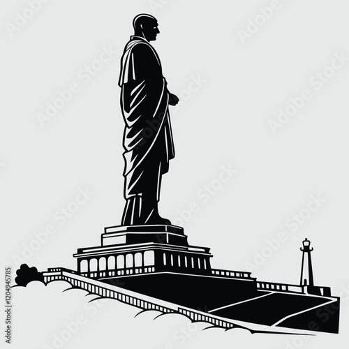 Statue of Unity silhouette vector design art and illustration