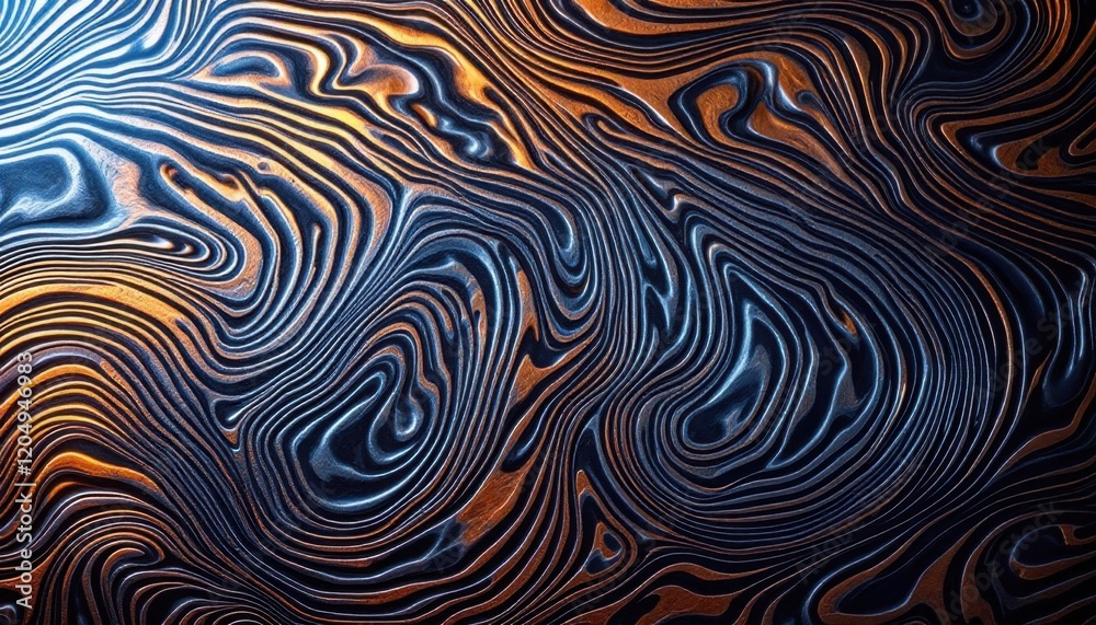 Fototapeta premium Mesmerizing abstract metallic pattern with vibrant swirls and curves