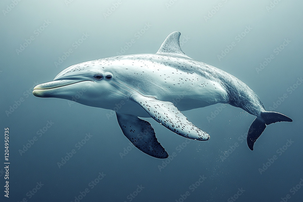 Obraz premium A Spotted Dolphin Swims Gracefully Underwater