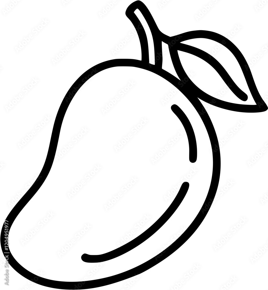 Mango in outline icon style, food and drinks theme. Mango in outline icon style, food and drinks theme.