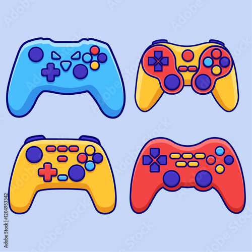 Gamepads cartoon set gamepad video game joystick Vector Image