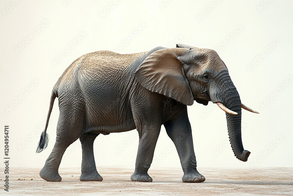 Fototapeta premium African Elephant Walking Across Sandy Ground