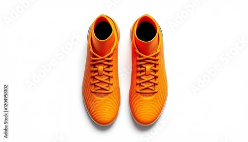 Vibrant Orange Soccer Cleats Top View Product Shot